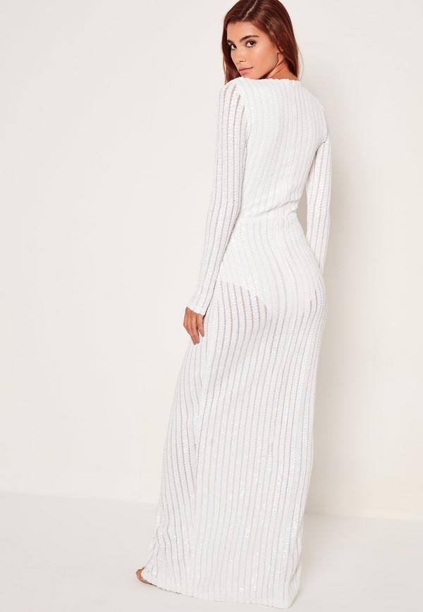 sequin stripe wrap dress