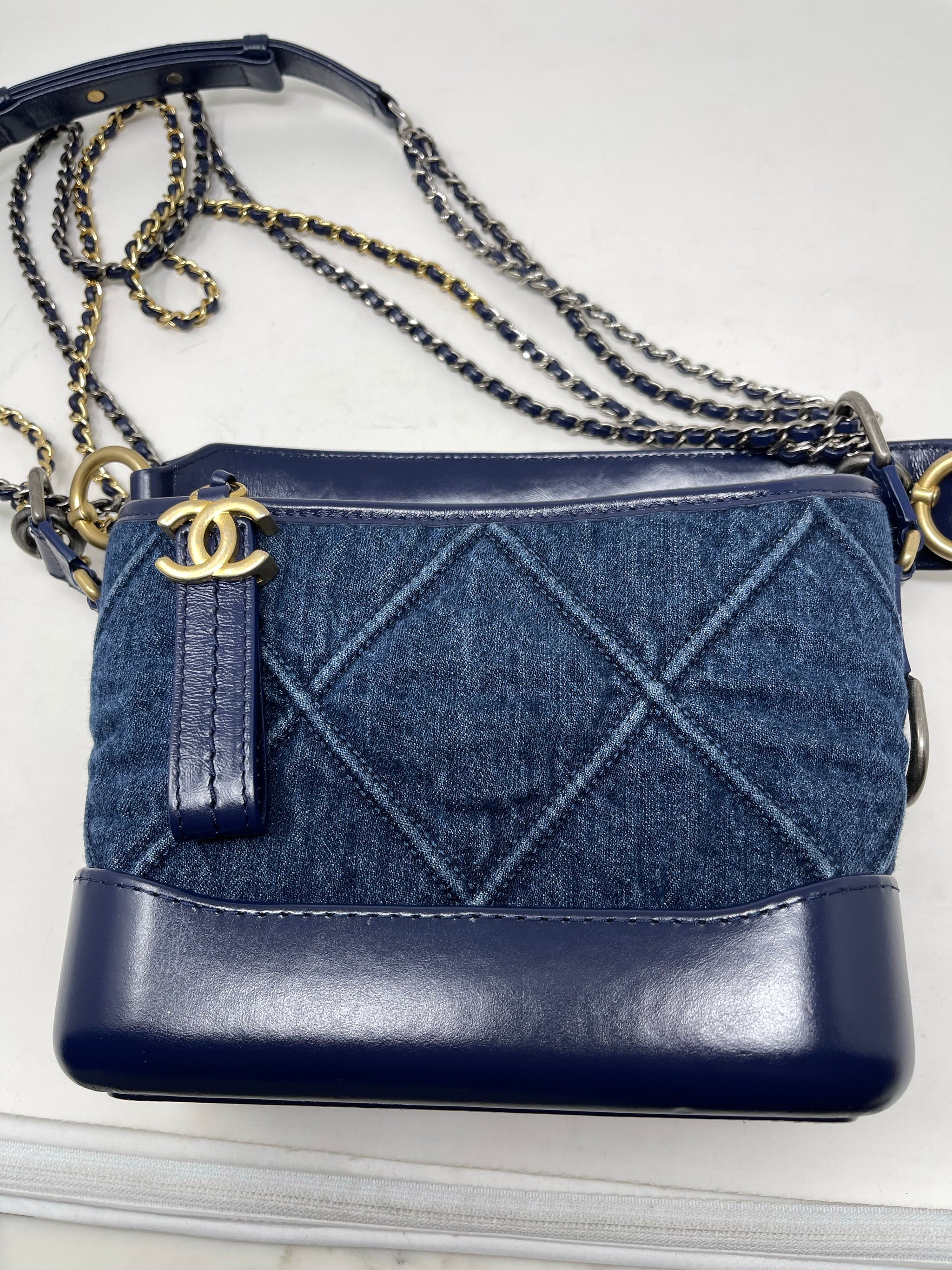 Chanel Gabrielle Small Denim Blue Crossbody Bag  New Neu Glamour   Preloved Designer Jewelry Shoes  Handbags