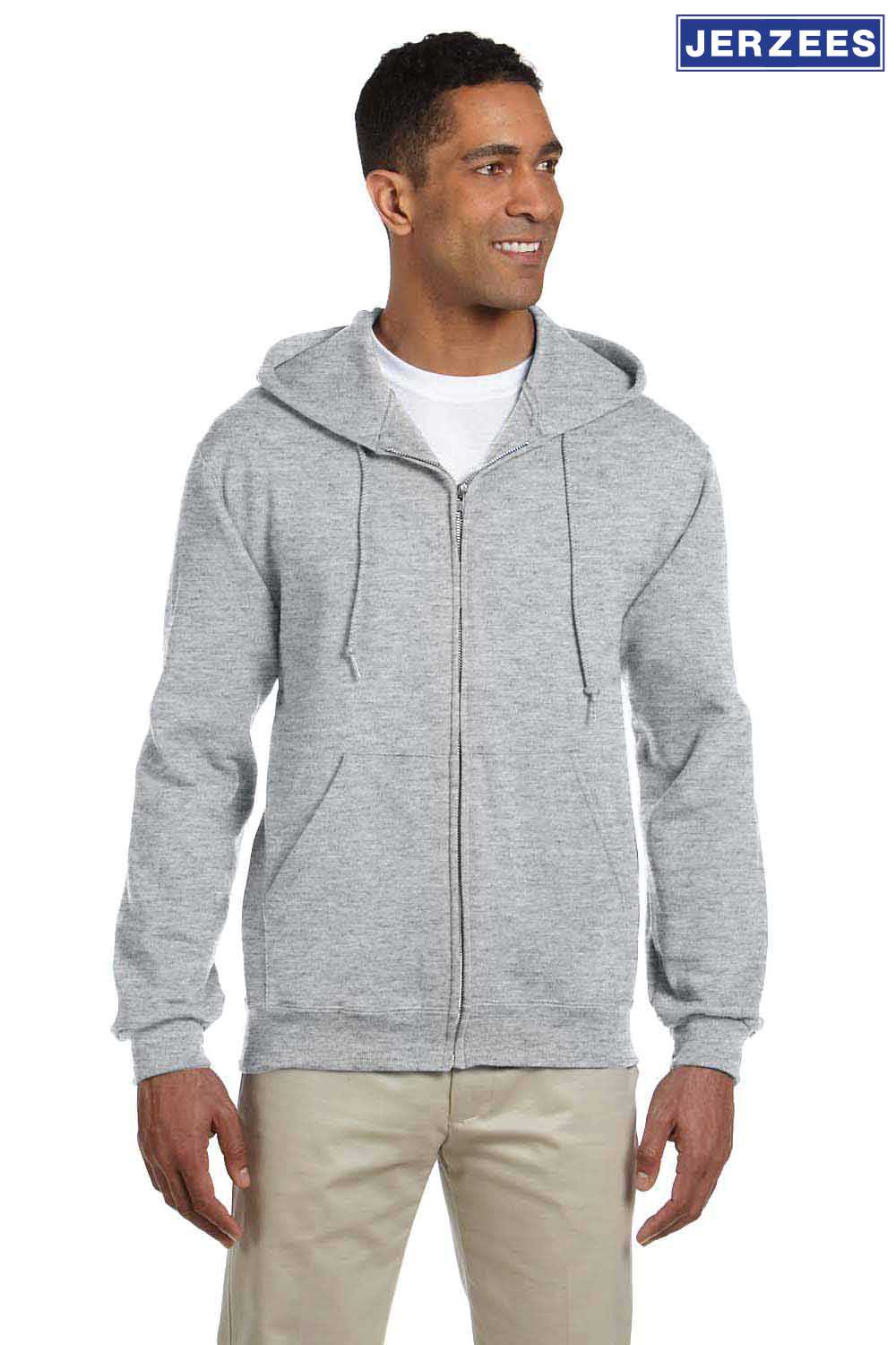 Jerzees 4999 Sweatshirt | Ash Grey | Mens | Hooded | Full Zip | Blend ...