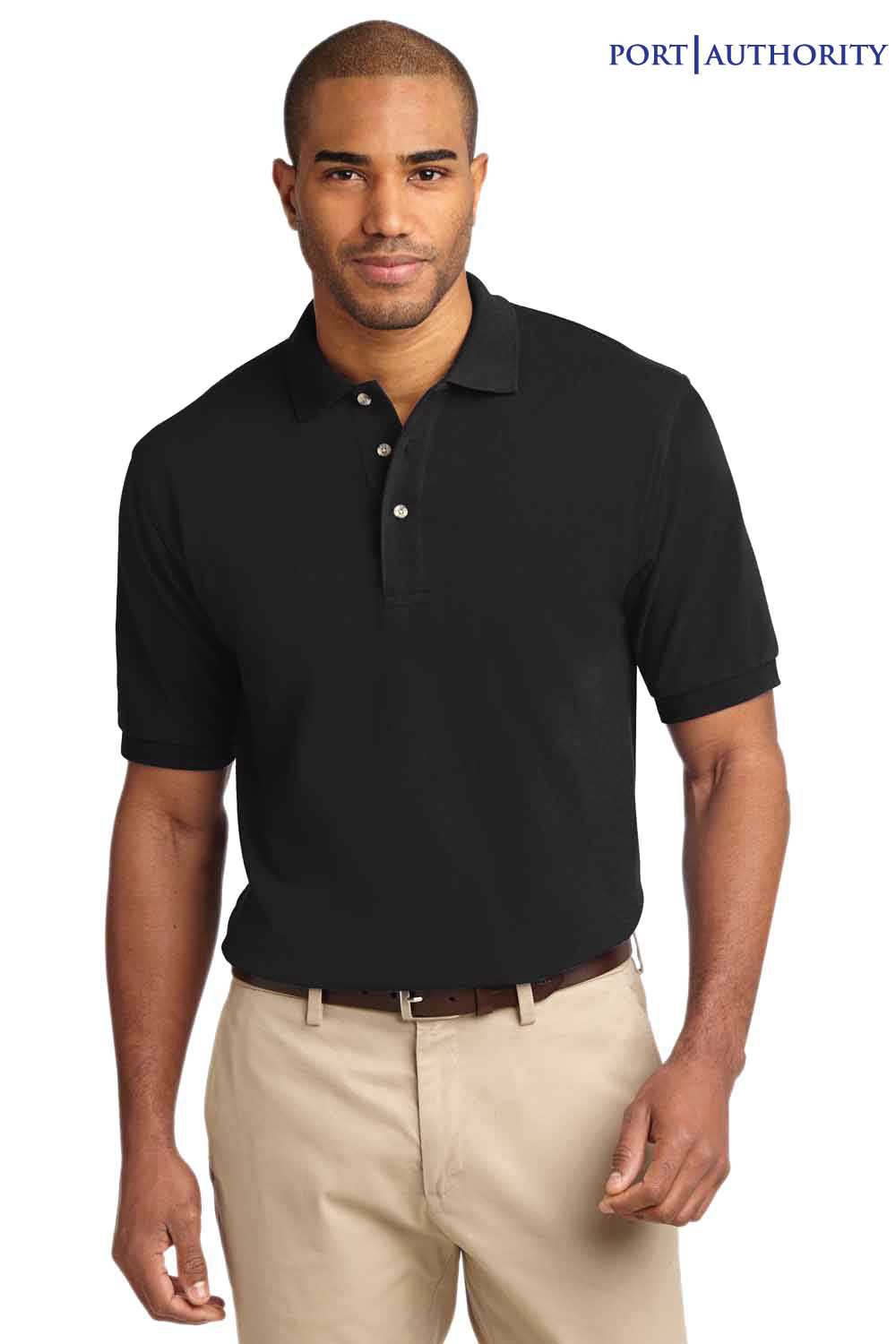 Port Authority K420 Polo Shirt | Black | Mens | Short Sleeve | Cotton