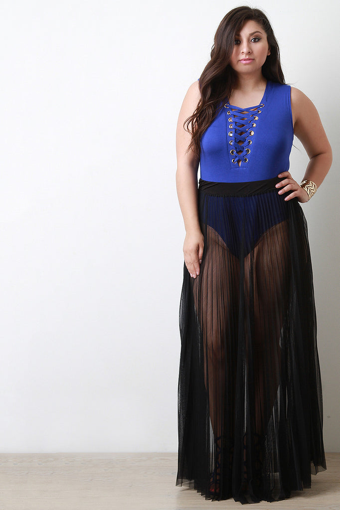 sheer tulle maxi skirt