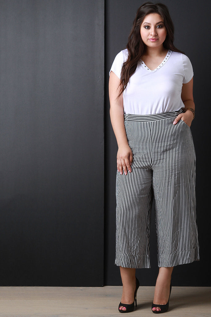 plus size wide leg crop pants