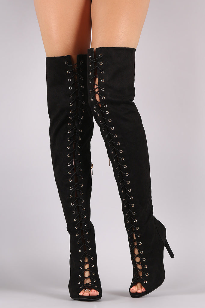 tie up knee boots