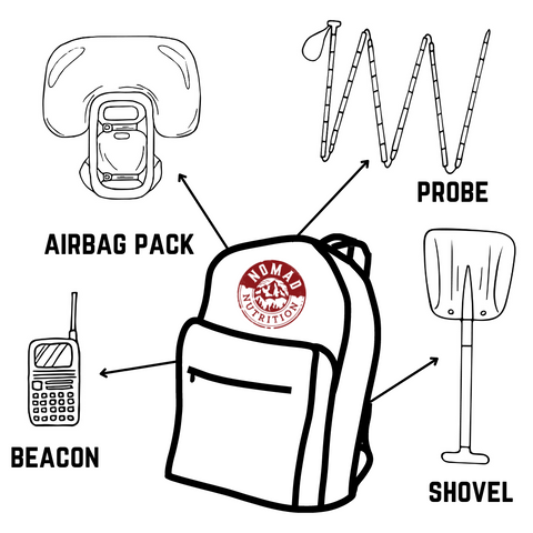 Avalanche essential gears are not limited to a beacon, probe, shoevel, and an airbag pack. 
