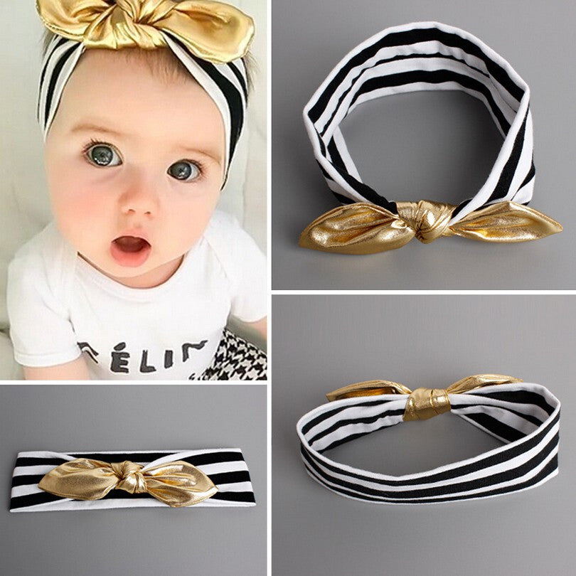 baby girl gold bow headband