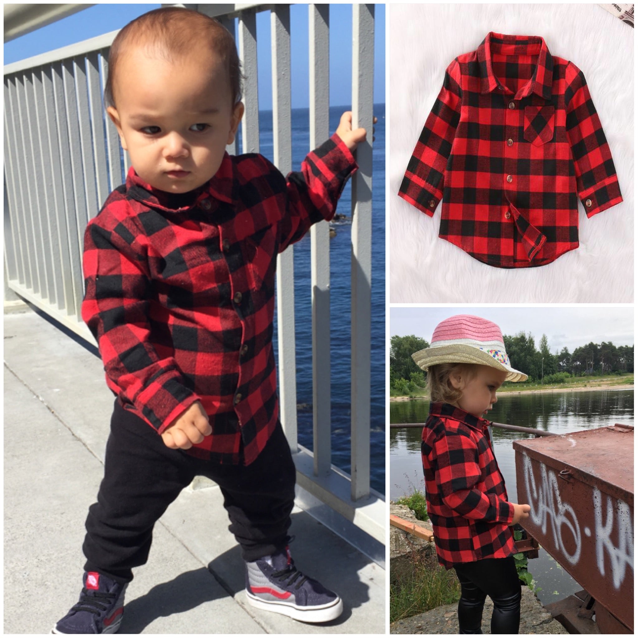 baby boy red flannel shirt