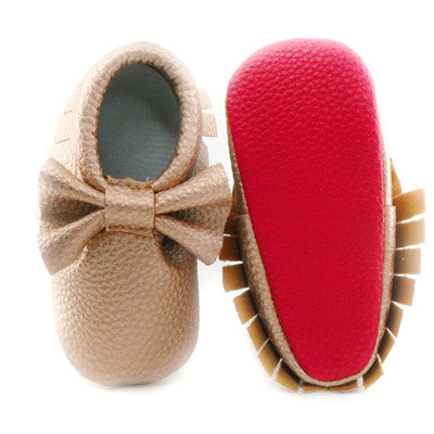 red bottom baby moccasins