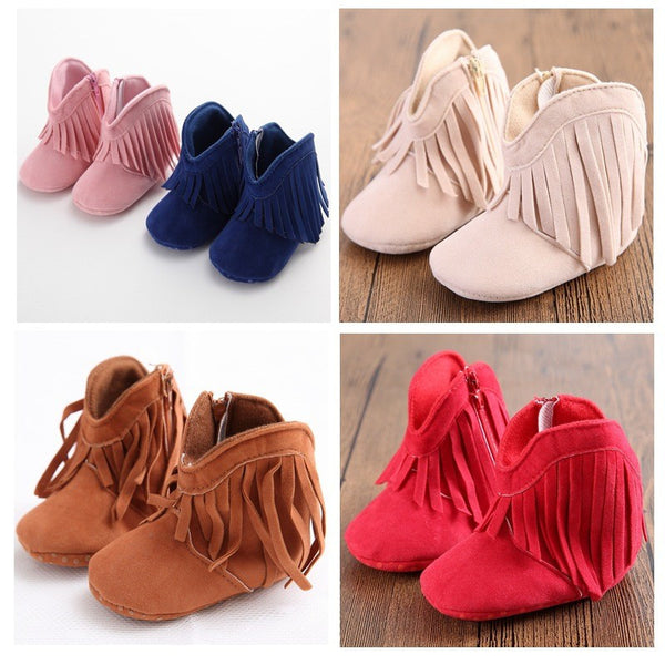 Baby Girl Fringe Suede Moccasin Boots 