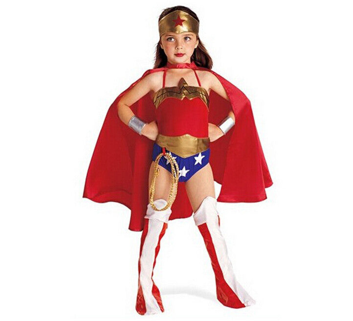Little Girls Wonder Woman Dress Costume 