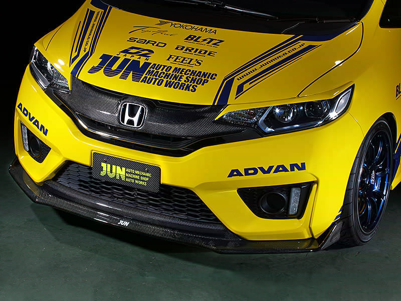 Jun Auto Front Lip Spoiler Carbon For Honda Fit Gk5 8001m H004 Black Hawk Japan