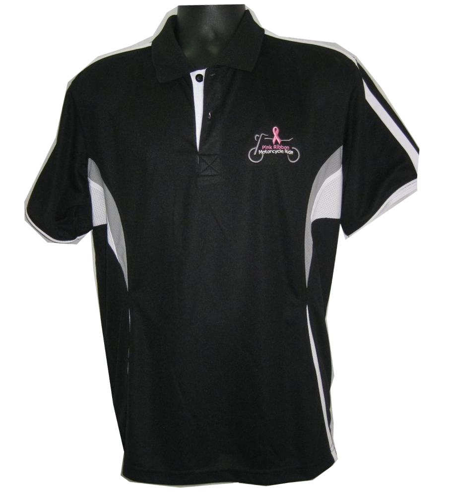 black and pink polo shirt