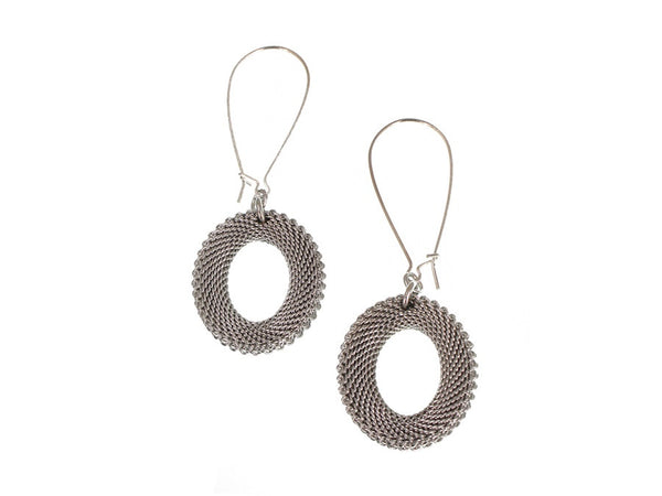 Oval Mesh Drop Earrings on Kidney Wire - Erica Zap Designs