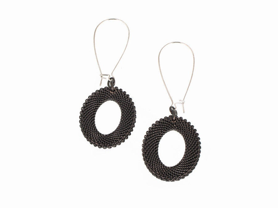 Oval Mesh Drop Earrings on Kidney Wire - Erica Zap Designs