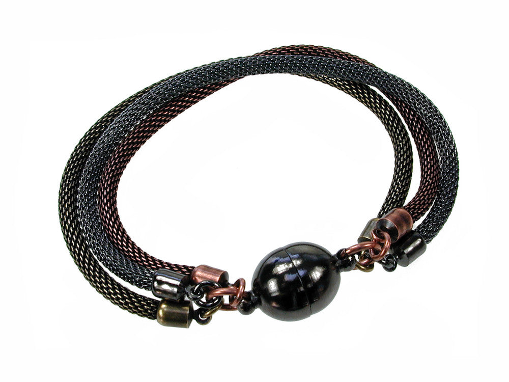 3-Strand Mesh Bracelet with Textured Magnetic Clasp
