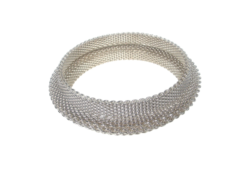 Sterling Woven Mesh Bracelet with Center Ridge - Erica Zap Designs