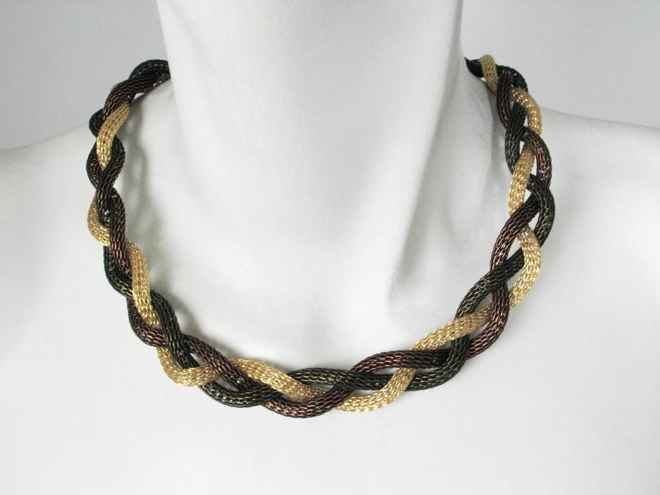 Large Oval Mesh Bead Necklace in Rhodium, Brass, Black & Copper Finish by  Erica Zap (Metal