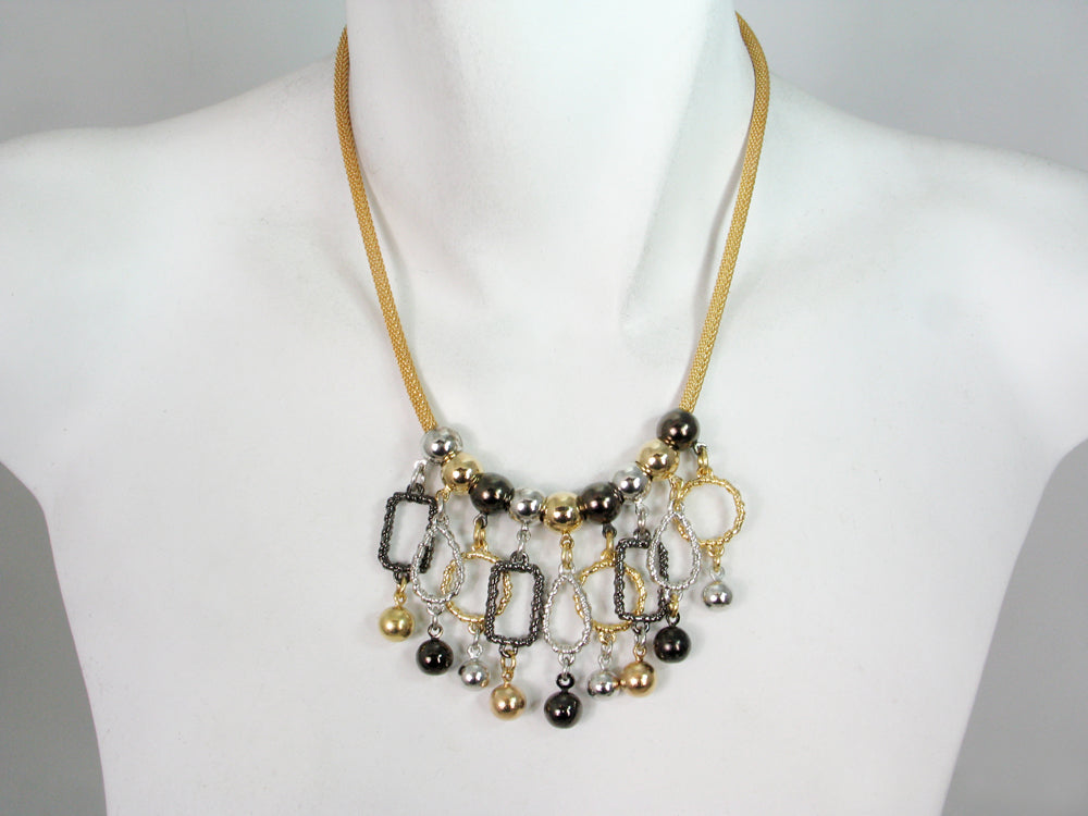 Large Oval Mesh Bead Necklace in Rhodium, Brass, Black & Copper Finish by  Erica Zap (Metal