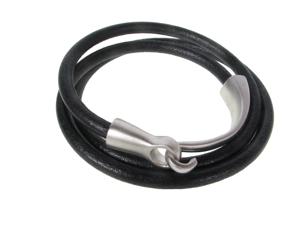 Multi Strand Leather Wrap Bracelet | Erica Zap Designs Black | Copper Clasp