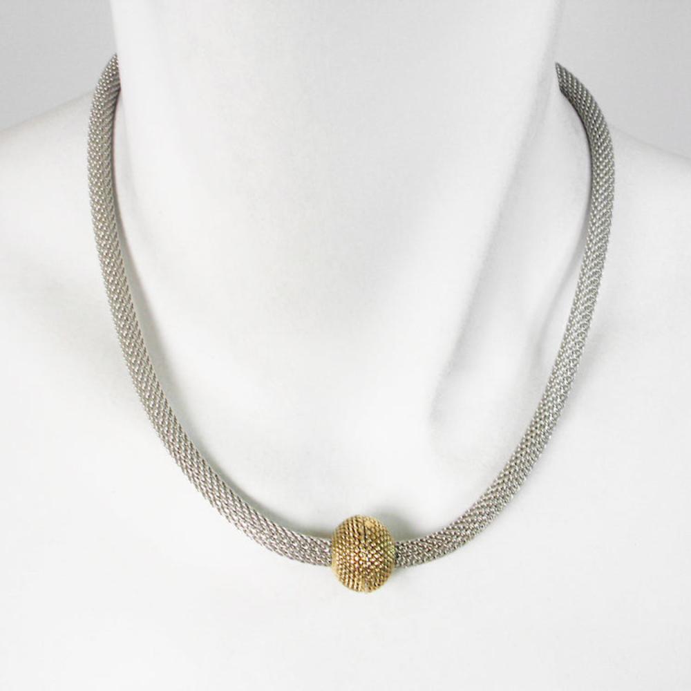 Thick Mesh Necklace with Square Bead - Evalyn Dunn Gallery