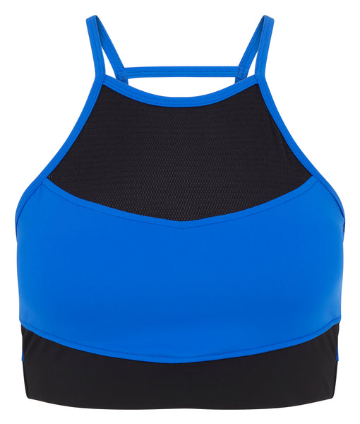 Cutaway Halter Colour Blocked Bra - Black Blue – BOOM BOOM ATHLETICA