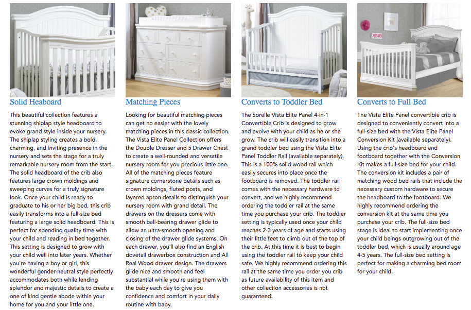 sorelle vista elite crib conversion kit