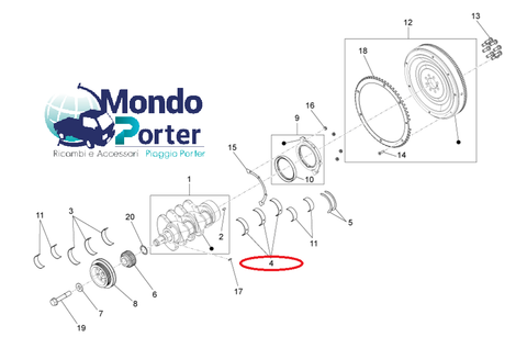 Serie Bronzine Banco Superiori Piaggio Porter Diesel D120 E5 2011-2013