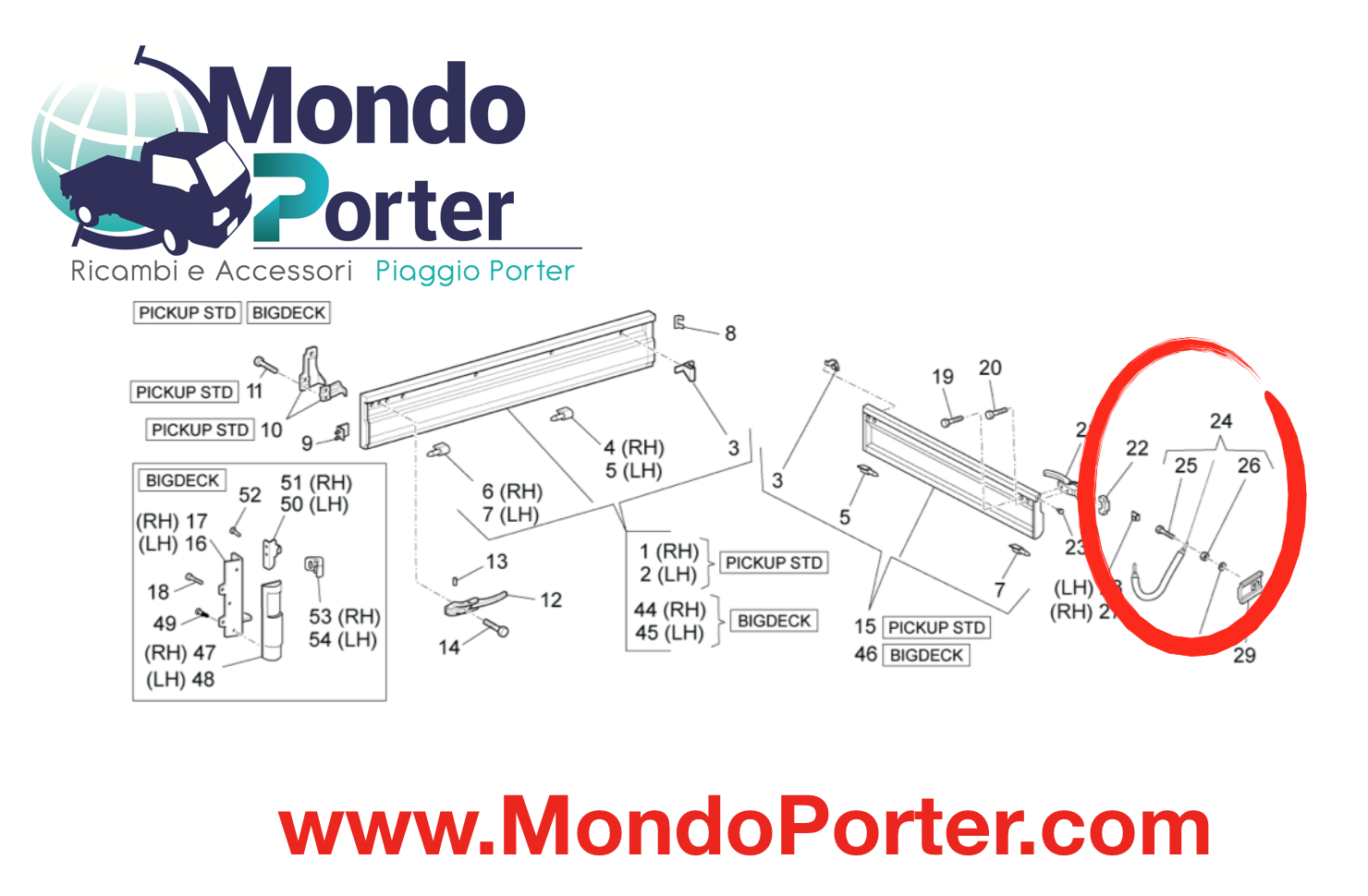 Catena Sponda Posteriore Piaggio Porter