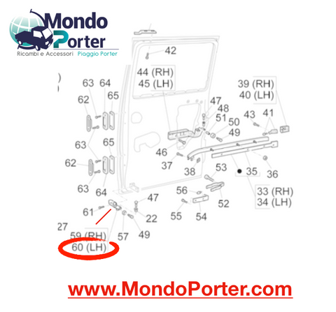 Braccetto inferiore Portellone SX Piaggio Porter Van