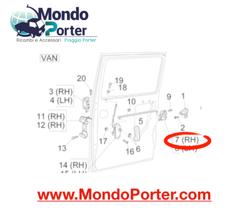 Serratura Destra Portellone Piaggio Porter Van