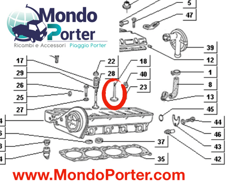 valvole aspirazione motore piaggio porter lombardini