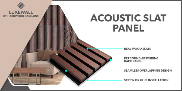 Premium American Walnut Acoustic Panels, Slatpanel® Luxe Wide Slat