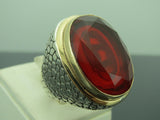 Turkish Handmade Jewelry 925 Sterling Silver Ruby Stone Men Ring