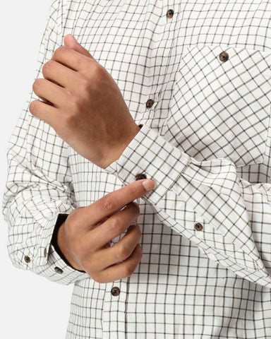 Close up of man doing cuff button wearing Regatta Tattersall Check Shirt