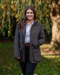 Woman Wearing Ladies Tweed Jacket Outside