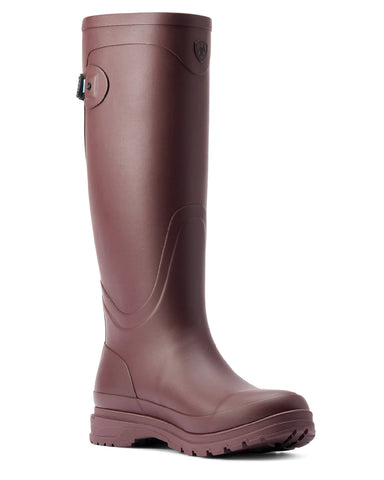 Ariat Womens Kelmarsh Wellington Boots in maroon against a white background