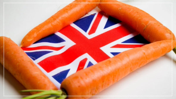 4 carrots around the Union Jack flag