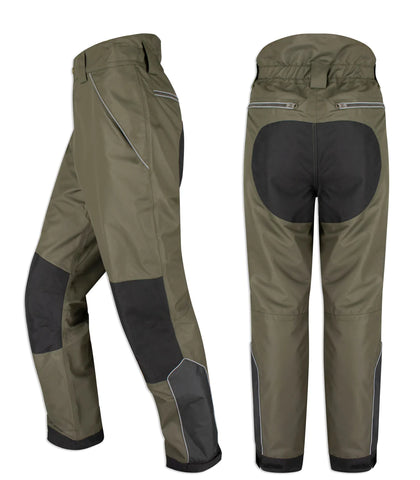 Hoggs of Fife Field Tech Waterproof Trousers in green against a white background
