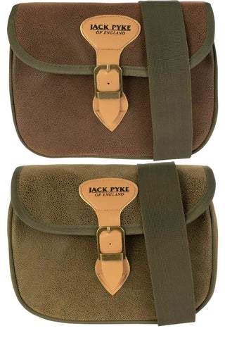 Jack Pyke Duotex Cartridge Bags in brown and green against a white background