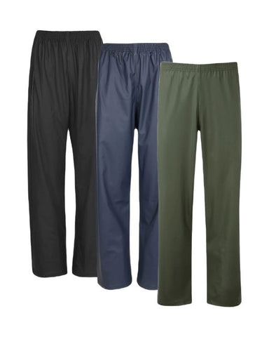 Fort Airflex Trousers in Green, Navy, and Black against a white background