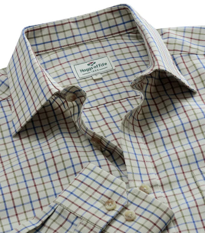 Close up of Hoggs of Fife Inverness Pure Cotton Tattersall Shirt
