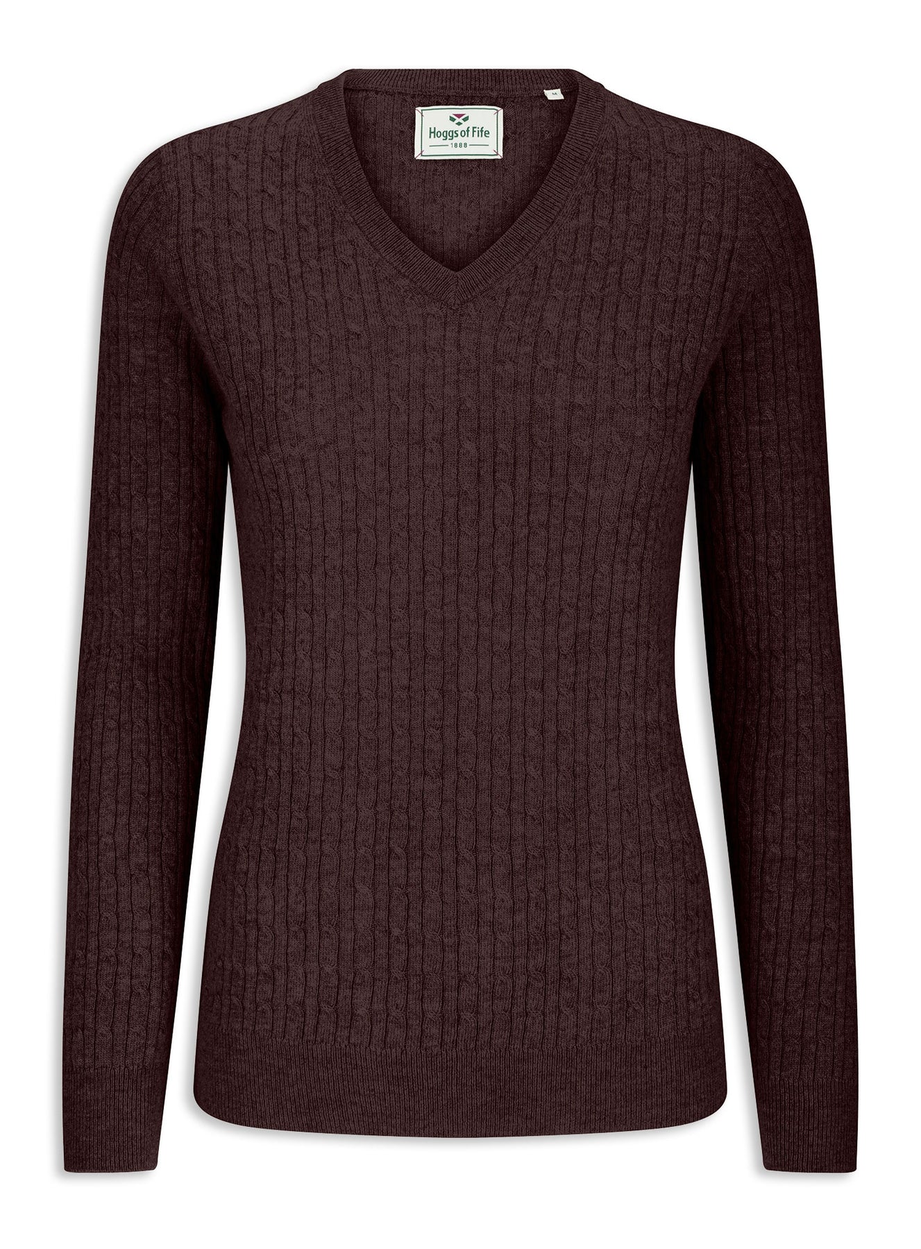 Hoggs of Fife Lauder Ladies Cable V-Neck Sweater