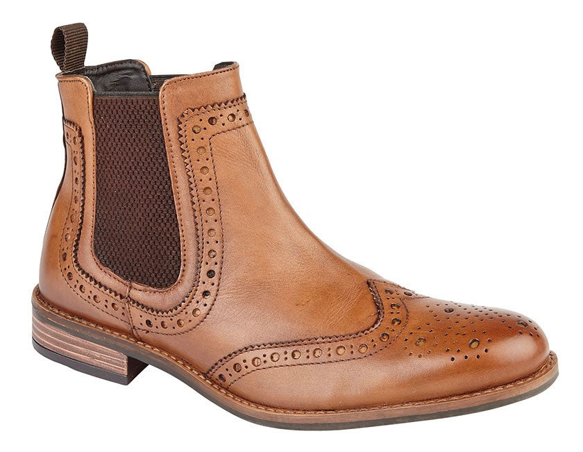 Roamers Leather Upper Brogue Chelsea Boot