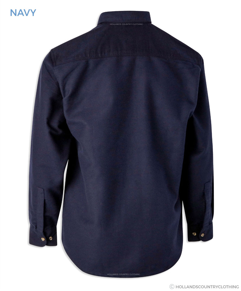 Back View Bronte Navy Blue moleskin shirt