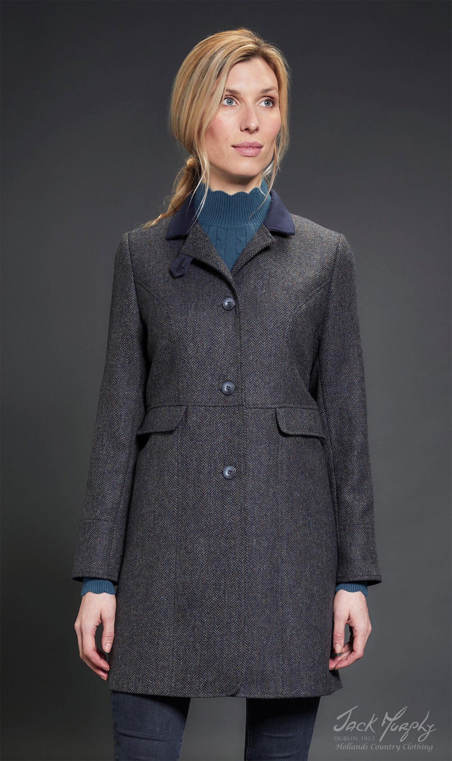 Jack Murphy Pamela Tweed Coat | Navy Teal | Hollands Country Clothing