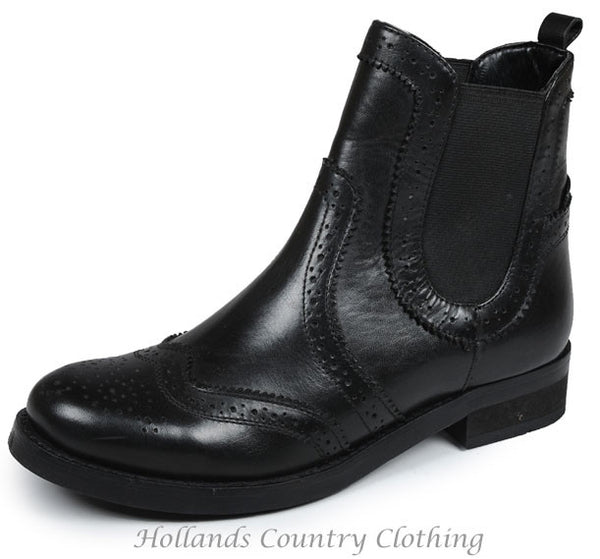 ladies black brogue chelsea boots