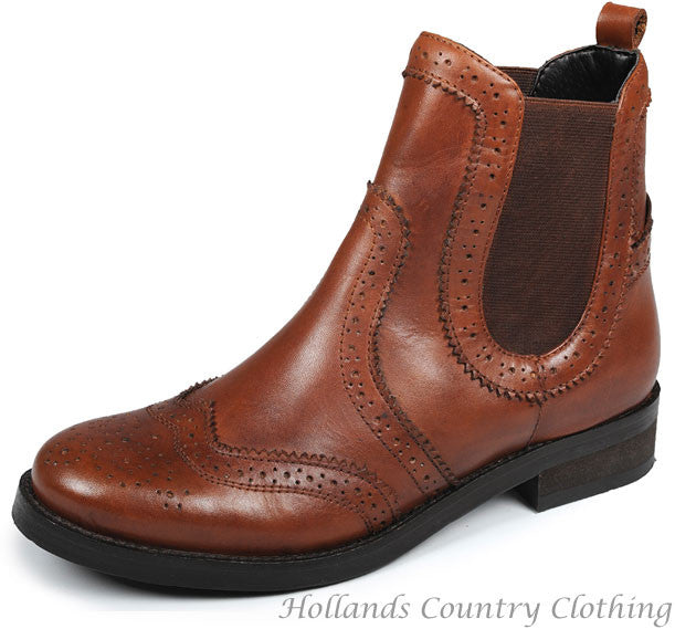 tan brogue chelsea boots ladies