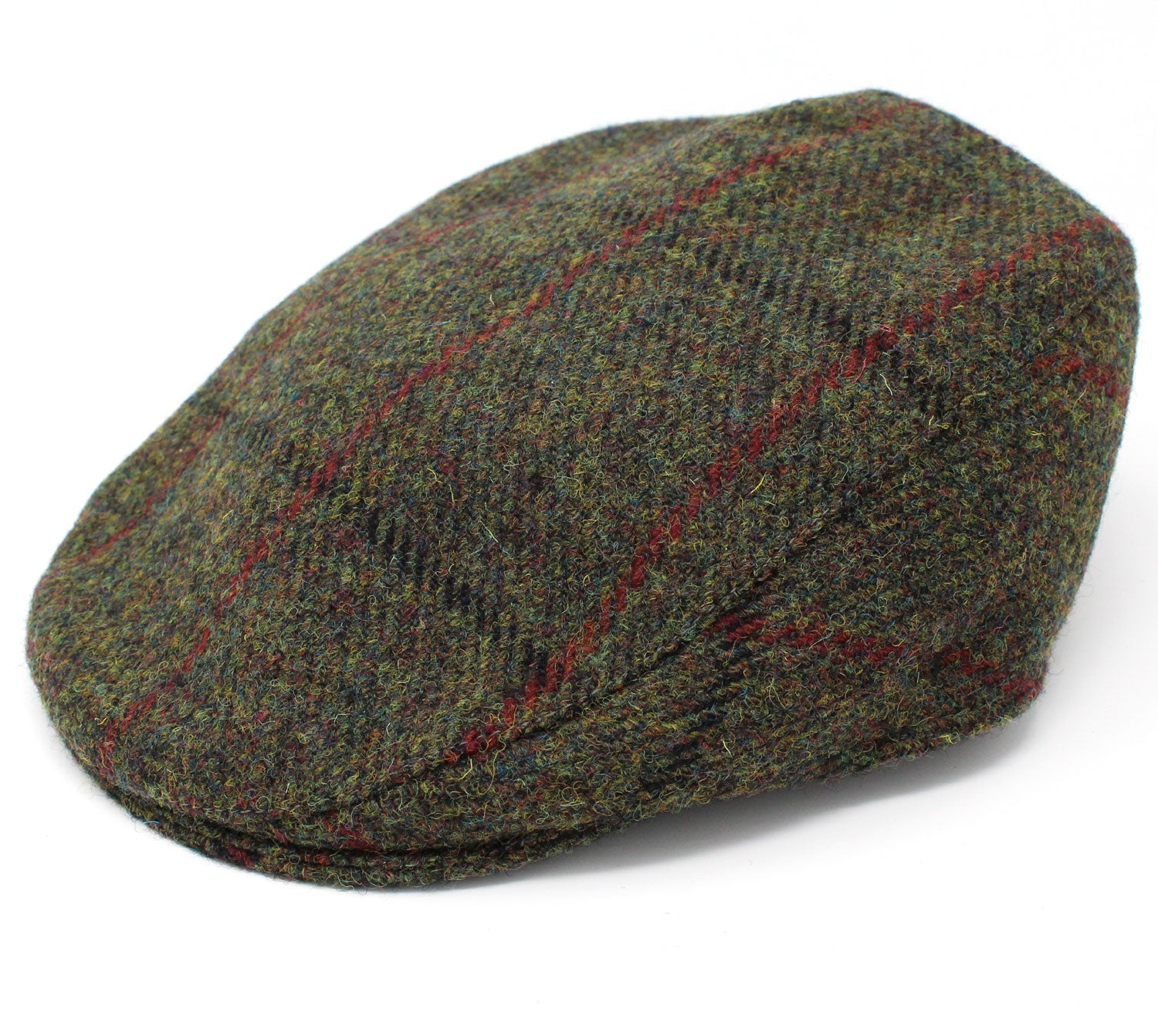 Hanna Tailor Tweed Cap | Green with Red Check