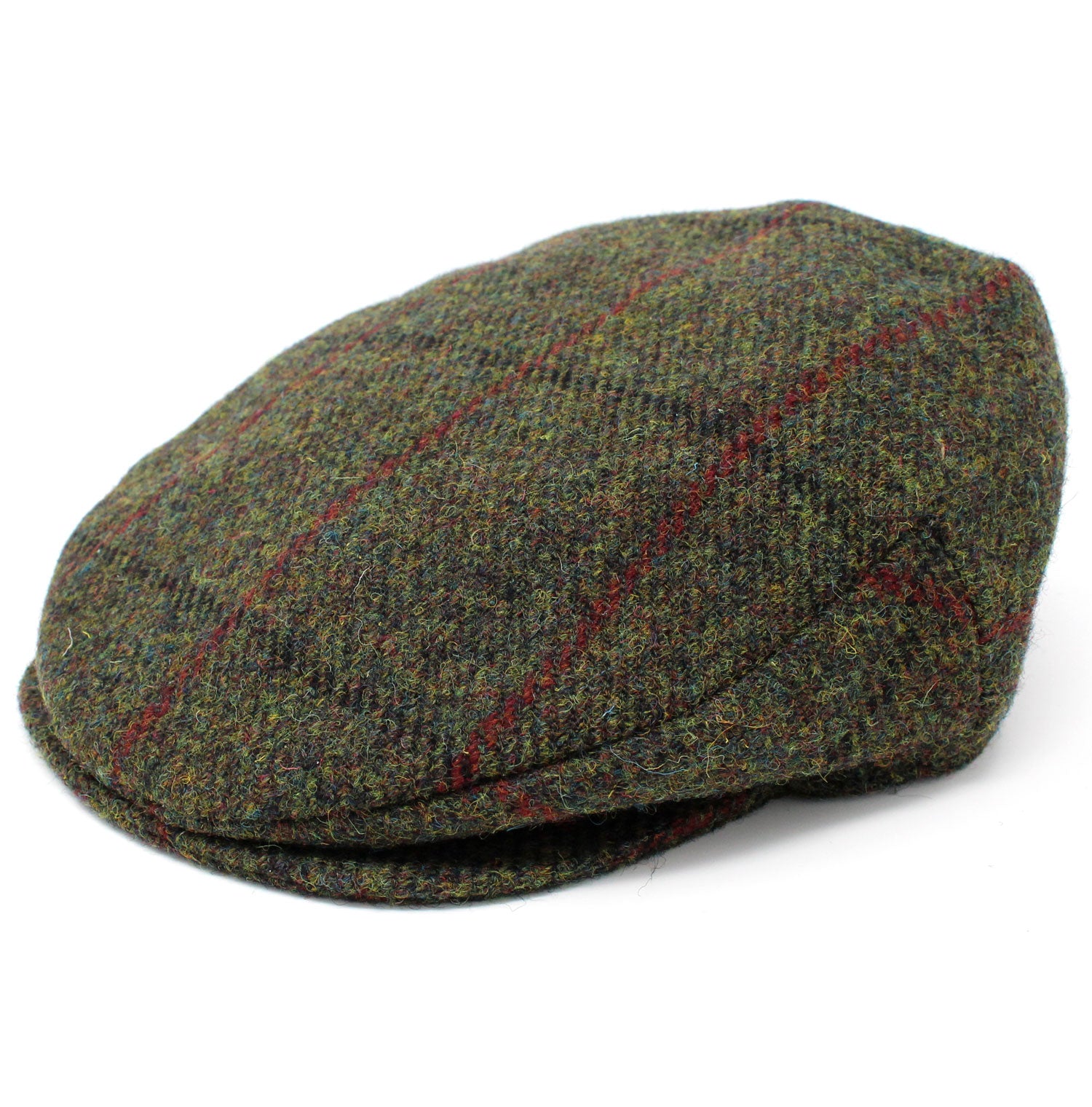 Hanna Vintage Tweed Cap | Green Tweed with Check