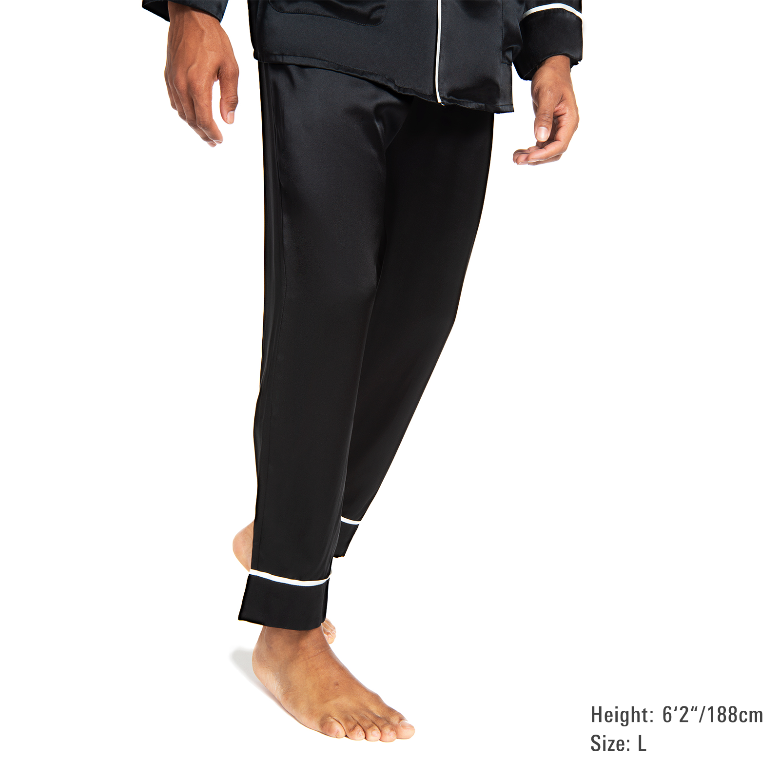 Men's Silk Classic Long Pajama Set with Contrast Piping (2022 Update)