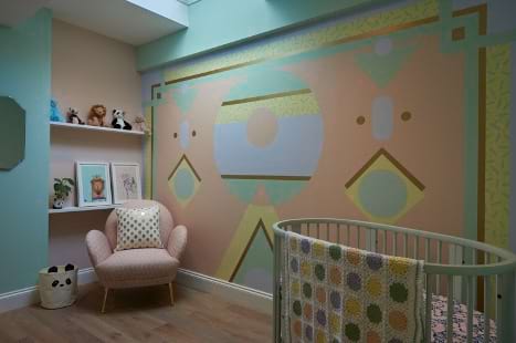 Pastel art deco style baby nursery